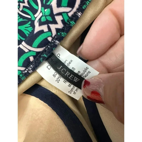 J.CREW Lattice Green & Blue Strapless Medallion Ruched One Piece Swimsuit Size 8 - Picture 6 of 6